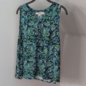 LOFT Paisley Sleeveless Blouse - Green and Blue